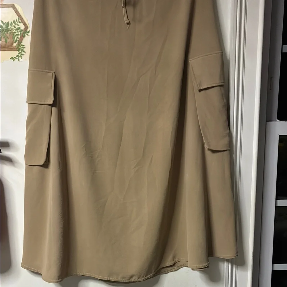 Tan Drawstring Poncho - Picture 2 of 3